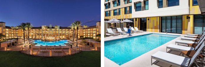 Left: Fairmont Scottsdale Princess. Right: Hyatt Place North Scottsdale.