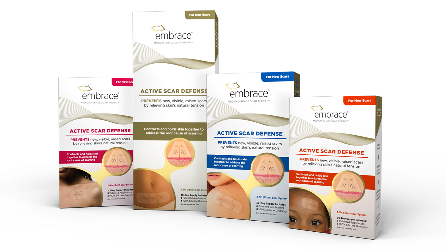 embrace boxes dressings at different lengths treat incisions with embrace which comes in all different sizes